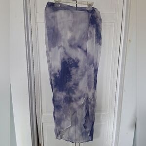 HALARA Cover-up Purple, White And Blue Watercolor Sheer Skirt